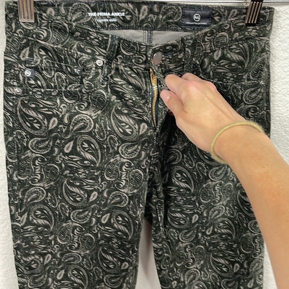 NWT AG Adriano Goldschmied Prima Ankle Cigarette Velvet Paisley Jeans Sz 24 - Picture 3 of 11